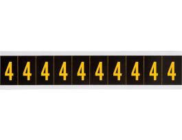 Outdoor Vinyl 2 in Yellow on Black Numbers 4 Card of 10 Labels