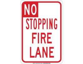 No Stopping Fire Lane Sign, 18" H x 12" W x 0.06" D, Polystyrene