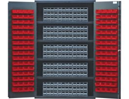 CABINET W/RED BINS 180 DRAWERS STL 48IN