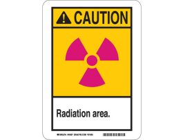 CAUTION Radiation Area. Sign, 10" H x 7" W x 0.006" D, Polyester