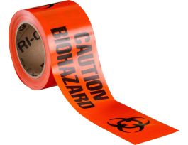 Standard Barricade Tape Roll -  Polyethylene, CAUTION BIOHAZARD, Black on Orange, 3"  x 200'