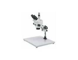 Stereozoom microscope system with boom stand and holder