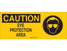 CAUTION Eye Protection Area Sign, 7" H x 17" W x 0.1" D, Fiberglass