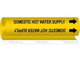 Domestic Hot Water Supply Pipe Marker, 8" H x 5" W, Fits Pipes 0.5" Dia. Thru 1.375" Dia.