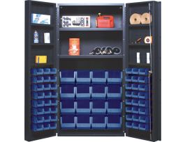 CABINET W/64 BLUE BINS STEEL 36X24X72IN