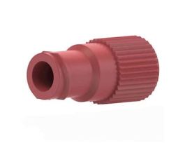 Threaded Luer Adapter, Red ETFE, 0.050" Bore, Female Luer x Female 1/4-28 Flat Bottom; 1/EA