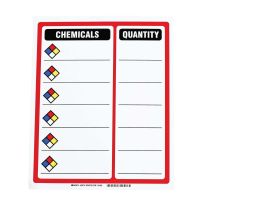 Magnetic NFPA Contents Sign, 15" H x 12" W x 0.025" D, Black/Blue/Red/Yellow on White