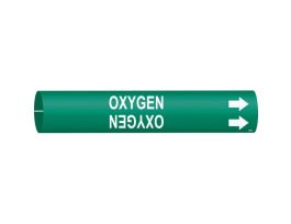 OXYGEN Pipe Marker, 2" H x 2" W, Fits Pipes 2.5" Dia. Thru 3.875" Dia.
