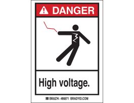 DANGER High Voltage w/Person Pictogram. Labels