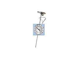 Stainless Steel Bimetal Pocket Thermometer,  2" Dial, Poly Lens, 8" Stem,  0 to 220F, 2F Div