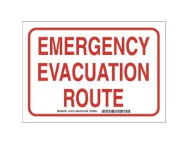 Emergency Evacuation Route Sign, 10" H x 14" W x 0.1" D
