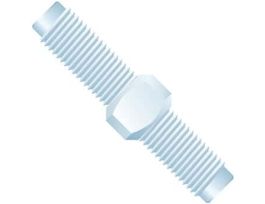 Low-Pressure Union, Male Straight, Natural PCTFE, 0.062" Bore, 1/4-28 Flat Bottom; 1/EA