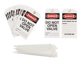 Danger Tag DO NOT OPEN VALVE Polyester 5.75" H x 3" W BK/RD/WH 25/PK