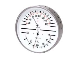 Humidity and Temperature Dial Indicator with White Face and Stainless Steel Case