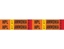 HPL LIQ AMMONIA HIGH Pipe Marker, 1.125" H x 7" W, Card of 4 Each, Fits Pipes 0.75" Dia. Thru 2.375" Dia.