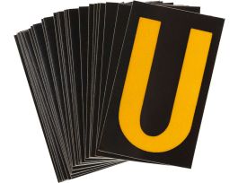 BradyLite 1 in Reflective Numbers Yellow on Black, U 25/PK