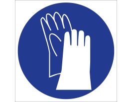 Gloves Symbol Labels, 1.5" H x 1.5" W x 0.004" D, Card of 9 Labels, Blue on White