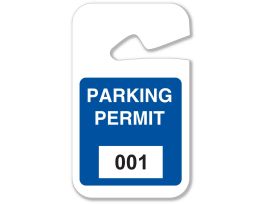 Rearview Mirror Hanging Tags, 001-100, Blue, 4.75" H x 2.75" W