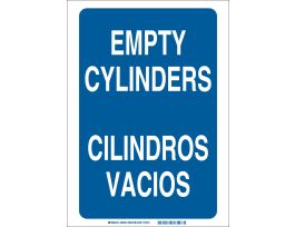 Bilingual Empty Cylinders Empty Cylinders Sign, 14" H x 10" W x 0.06" D, Polystyrene