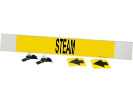 Steam Pipe Marker, 4" H x 24" W, Fits Pipes 8" Dia. or Larger