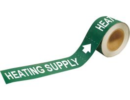 HEATING SUPPLY Pipe Marker, 1" H x 8" W, Roll of 25 Each, Fits Pipes 1.5" Dia. Thru 2" Dia.