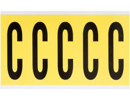 Repositionable Vinyl 4 in Black on Yellow, Letters C Card of 5 Labels