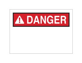 Blank DANGER Sign, 7" H x 10" W x 0.006" D, Black/Red on White, Polyester, w/Exclamation Triangle