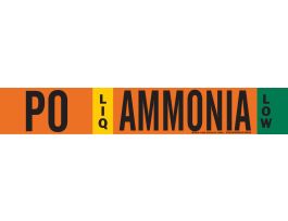 PO LIQ AMMONIA LOW Pipe Marker, 2.25" H x 14" W, Fits Pipes 2.5" Dia. Thru 7.875" Dia.