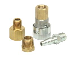 One male and one female coupler, to connect breathing tube to 1/2" I.D. hose. Schrader