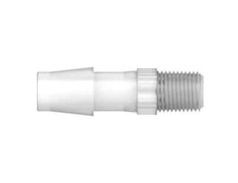 Fitting, Polypropylene,  Straight, Hose Barb to Threaded Adapter, 3/8" ID x 1/8" NPT(M); 1/EA