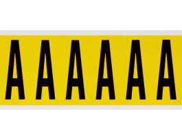 Repositionable Vinyl 3 in Black on Yellow, Letters A Card of 6 Labels