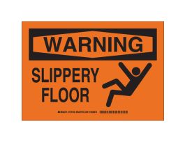 WARNING Slippery Floor Sign, 7" H x 10" W x 0.035" D, Aluminum