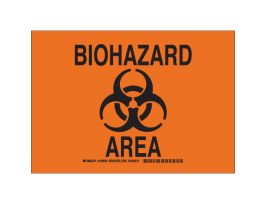 Biohazard Area Sign, 7" H x 10" W x 0.035" D, Aluminum