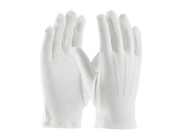 100% Cotton Dress Gloves, Wht., Open Cuff, Plastic Dotted Palm, XL