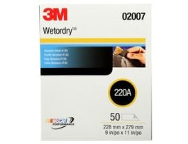 3M™ Wetordry™ Abrasive Sheet 413Q, 02007, 220, 9 in x 11 in, 50 sheets per carton, 5 cartons per case