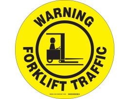 WARNING Floor Safety Sign, 17" Dia x 0.011" D, Polyester