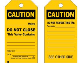 Safety Inspection Tag CAUTION Heavy Duty Polyester 5.75 x 3  BK/YW 10/PK