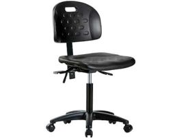 Black Polyurethane Desk Height Ergonomic Chair With Casters