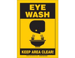 Eye Wash Sign, 10" H x 7" W x 0.006" D, Polyester