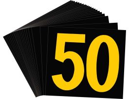 BradyLite 2.5 in Reflective Numbers Yellow on Black, 50 25/PK