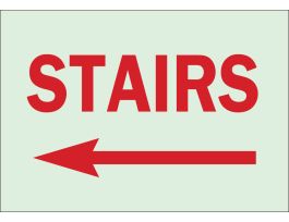 BradyGlo Stairs Sign, 10" H x 14" W x 0.008" D, Polyester, Arrow Direction: Left