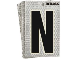Glow in the Dark 3 in Black, Green Glow on Silver Letter N 10/PK
