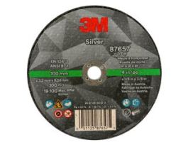 3M™ Silver Cut-Off Wheel, 87657, Type 1, 4 in x 1/8 in x 3/8 in, 50 ea/Case