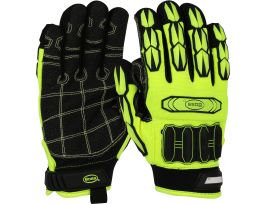Boss, HV Yellow, Syn Leather Palm, EN 3 Cut, TPR Impact, Adj Neoprene Wrist