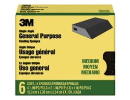 3M™ General Purpose Sanding Sponge CP041-6P, Single Angle, 2 7/8 in x 4 7/8 in x 1 in, Medium, 6/pk, 4pks/cs