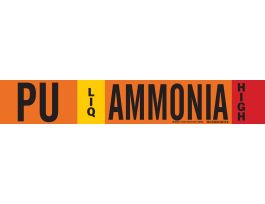 PU LIQ AMMONIA HIGH Pipe Marker, 4" H x 24" W, Fits Pipes 8" Dia. or Larger