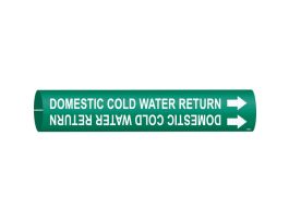 Domestic Cold Water Return Pipe Marker, 2" H x 2" W, Fits Pipes 2.5" Dia. Thru 3.875" Dia.