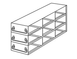 Upright Freezer Drawer Rack for 100-Cell Hinged Top Plastic Boxes, 3 x 3 Array