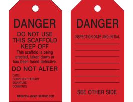 Scaffold Tags: DANGER Do Not Use This Scaffold Keep Off Polyester 5.75x3 10PK