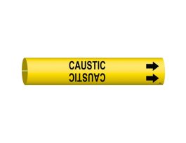 CAUSTIC Pipe Marker, 0.875" H x 0.875" W, Fits Pipes 1.5" Dia. Thru 2.375" Dia.